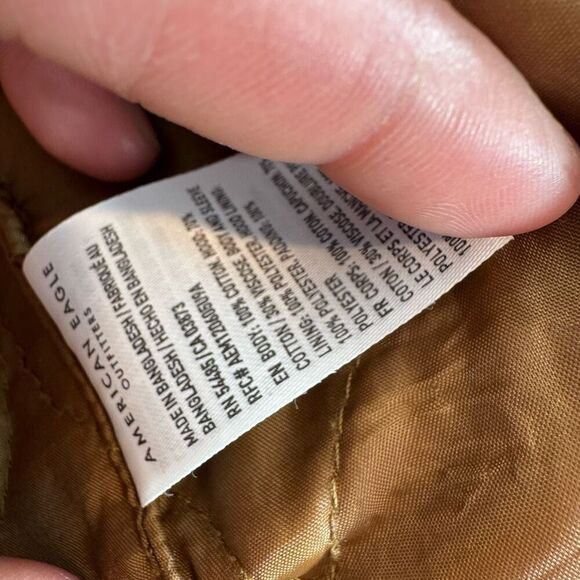 American Eagle Coat Men XL Lined Waxed Canvas Jacket Workmans Brown Sherpa Chore - Picture 3 of 10